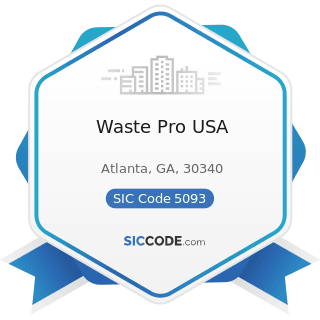 Waste Pro USA - SIC Code 5093 - Scrap and Waste Materials