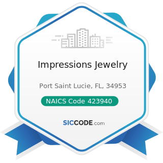 Impressions Jewelry - NAICS Code 423940 - Jewelry, Watch, Precious Stone, and Precious Metal...
