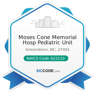 Moses Cone Memorial Hosp Pediatric Unit - NAICS Code 622110 - General Medical and Surgical...