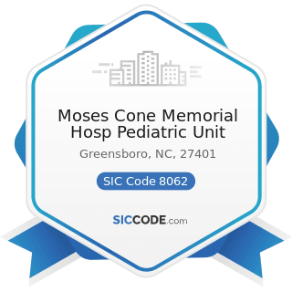 Moses Cone Memorial Hosp Pediatric Unit - SIC Code 8062 - General Medical and Surgical Hospitals