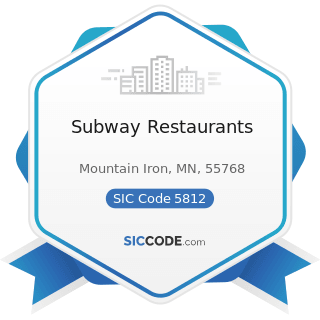 Subway Restaurants - SIC Code 5812 - Eating Places