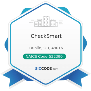 CheckSmart - NAICS Code 522390 - Other Activities Related to Credit Intermediation