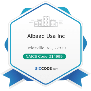 Albaad Usa Inc - NAICS Code 314999 - All Other Miscellaneous Textile Product Mills