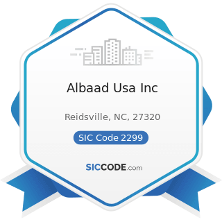 Albaad Usa Inc - SIC Code 2299 - Textile Goods, Not Elsewhere Classified