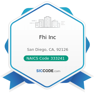 Fhi Inc - NAICS Code 333241 - Food Product Machinery Manufacturing