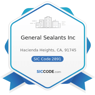 General Sealants Inc - SIC Code 2891 - Adhesives and Sealants