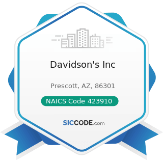 Davidson's Inc - NAICS Code 423910 - Sporting and Recreational Goods and Supplies Merchant...