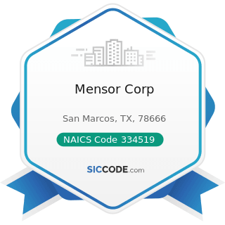 Mensor Corp - NAICS Code 334519 - Other Measuring and Controlling Device Manufacturing