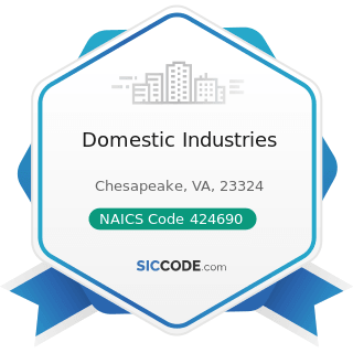 Domestic Industries - NAICS Code 424690 - Other Chemical and Allied Products Merchant Wholesalers