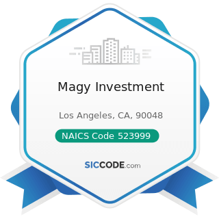 Magy Investment - NAICS Code 523999 - Miscellaneous Financial Investment Activities