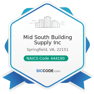 Mid South Building Supply Inc - NAICS Code 444190 - Other Building Material Dealers