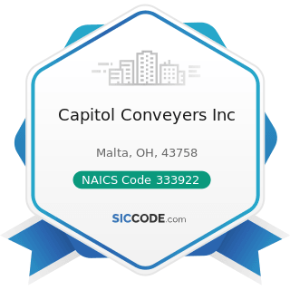 Capitol Conveyers Inc - NAICS Code 333922 - Conveyor and Conveying Equipment Manufacturing