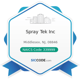 Spray Tek Inc - NAICS Code 339999 - All Other Miscellaneous Manufacturing