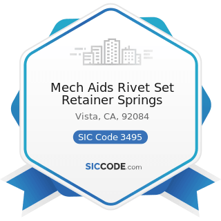 Mech Aids Rivet Set Retainer Springs - SIC Code 3495 - Wire Springs