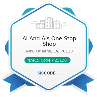 Al And Als One Stop Shop - NAICS Code 423130 - Tire and Tube Merchant Wholesalers