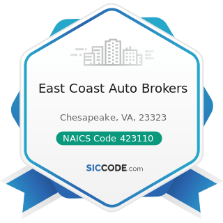 East Coast Auto Brokers - NAICS Code 423110 - Automobile and Other Motor Vehicle Merchant...