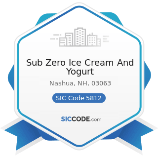 Sub Zero Ice Cream And Yogurt - SIC Code 5812 - Eating Places