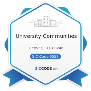 University Communities - SIC Code 6552 - Land Subdividers and Developers, except Cemeteries