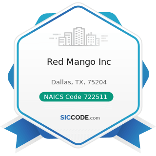 Red Mango Inc - NAICS Code 722511 - Full-Service Restaurants