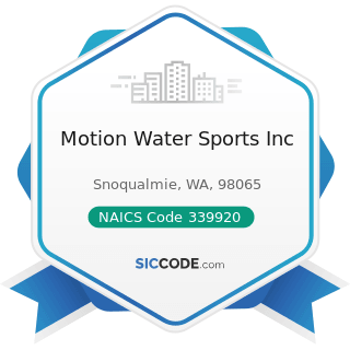 Motion Water Sports Inc - NAICS Code 339920 - Sporting and Athletic Goods Manufacturing