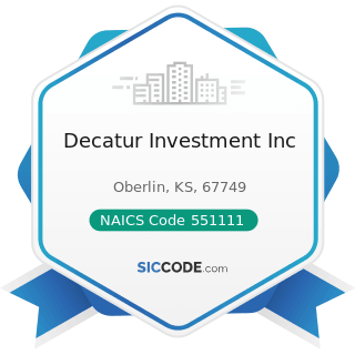 Decatur Investment Inc - NAICS Code 551111 - Offices of Bank Holding Companies