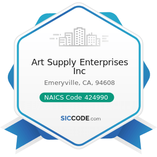 Art Supply Enterprises Inc - NAICS Code 424990 - Other Miscellaneous Nondurable Goods Merchant...