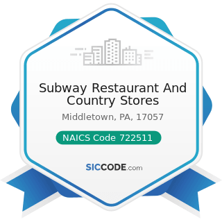 Subway Restaurant And Country Stores - NAICS Code 722511 - Full-Service Restaurants