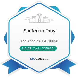 Souferian Tony - NAICS Code 325613 - Surface Active Agent Manufacturing
