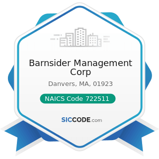 Barnsider Management Corp - NAICS Code 722511 - Full-Service Restaurants
