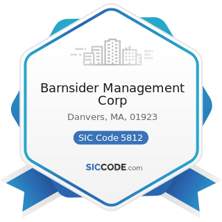 Barnsider Management Corp - SIC Code 5812 - Eating Places