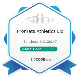 Promats Athletics Llc - NAICS Code 339920 - Sporting and Athletic Goods Manufacturing