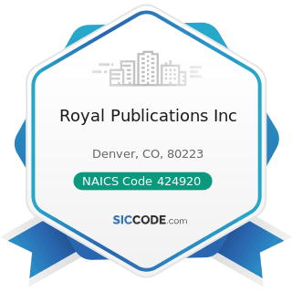 Royal Publications Inc - NAICS Code 424920 - Book, Periodical, and Newspaper Merchant Wholesalers