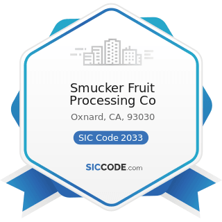 Smucker Fruit Processing Co - SIC Code 2033 - Canned Fruits, Vegetables, Preserves, Jams, and...