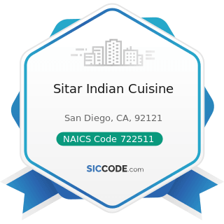 Sitar Indian Cuisine - NAICS Code 722511 - Full-Service Restaurants