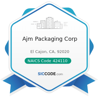 Ajm Packaging Corp - NAICS Code 424110 - Printing and Writing Paper Merchant Wholesalers