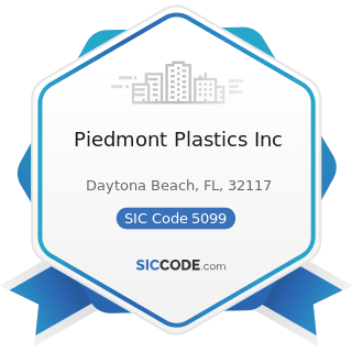 Piedmont Plastics Inc - SIC Code 5099 - Durable Goods, Not Elsewhere Classified