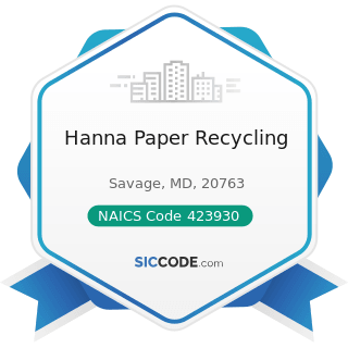 Hanna Paper Recycling - NAICS Code 423930 - Recyclable Material Merchant Wholesalers