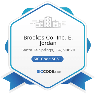 Brookes Co. Inc. E. Jordan - SIC Code 5051 - Metals Service Centers and Offices