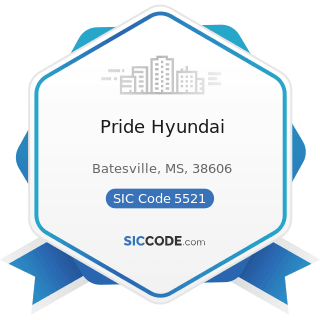 Pride Hyundai - SIC Code 5521 - Motor Vehicle Dealers (Used Only)