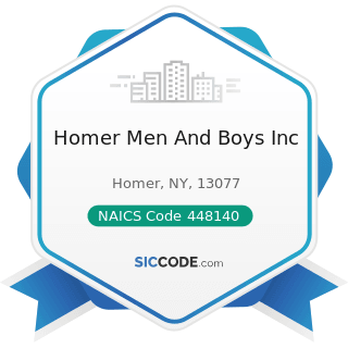 Homer Men And Boys Inc - NAICS Code 448140 - Family Clothing Stores