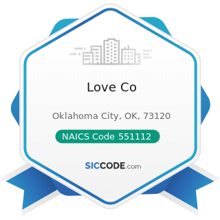 Love Co - NAICS Code 551112 - Offices of Other Holding Companies