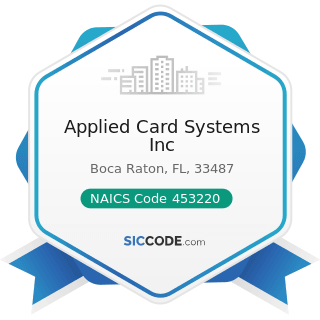 Applied Card Systems Inc - NAICS Code 453220 - Gift, Novelty, and Souvenir Stores