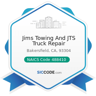 Jims Towing And JTS Truck Repair - NAICS Code 488410 - Motor Vehicle Towing