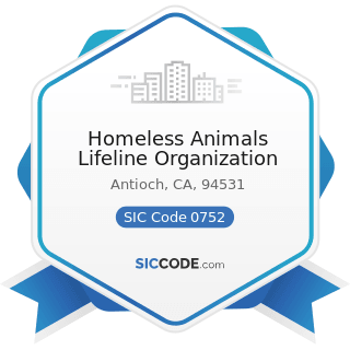 Homeless Animals Lifeline Organization - SIC Code 0752 - Animal Specialty Services, except...