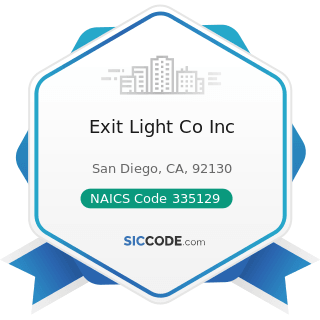 Exit Light Co Inc - NAICS Code 335129 - Other Lighting Equipment Manufacturing