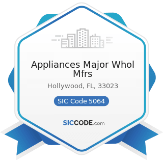 Appliances Major Whol Mfrs - SIC Code 5064 - Electrical Appliances, Television and Radio Sets