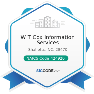 W T Cox Information Services - NAICS Code 424920 - Book, Periodical, and Newspaper Merchant...