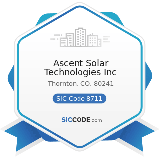 Ascent Solar Technologies Inc - SIC Code 8711 - Engineering Services