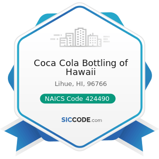Coca Cola Bottling of Hawaii - NAICS Code 424490 - Other Grocery and Related Products Merchant...