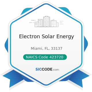 Electron Solar Energy - NAICS Code 423720 - Plumbing and Heating Equipment and Supplies...